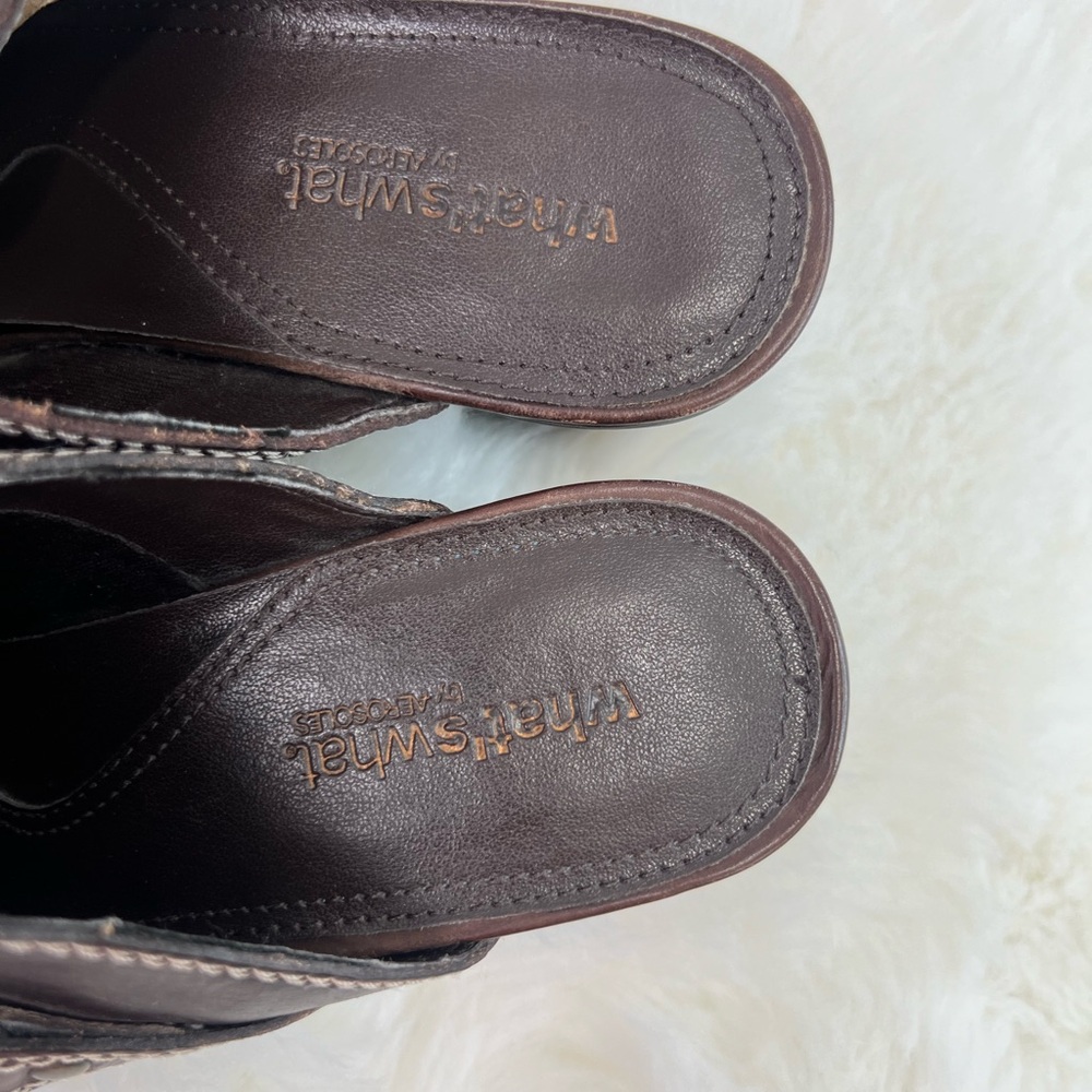 Womens Leather Brown Block Heels What's What by Aerosoles mules Clogs Size 7.5M - Picture 8 of 14